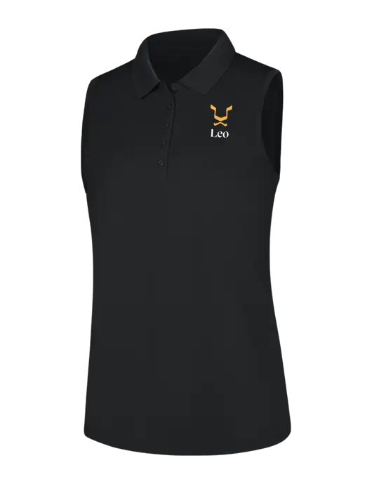 Womens Black Dry Zone UV Micro-Mesh Sleeveless Polo w/Leo Logo