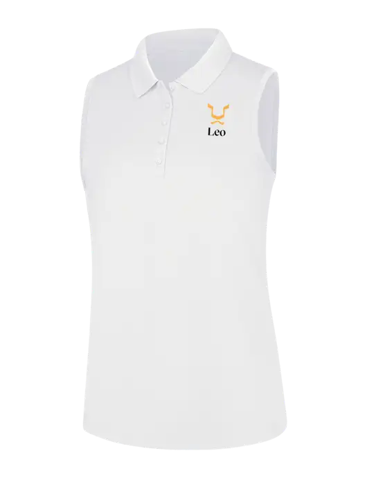 Womens White Dry Zone UV Micro-Mesh Sleeveless Polo w/Leo Logo