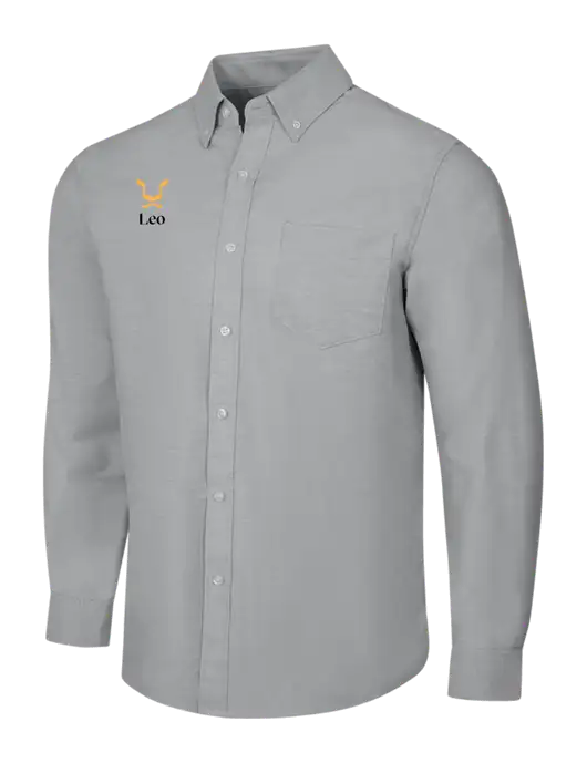 Light Grey SuperPro Oxford Shirt w/Leo Logo
