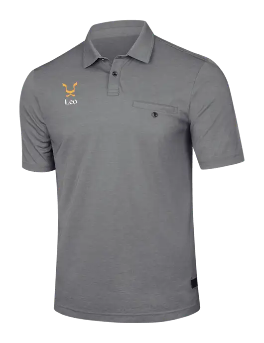 TravisMathew Medium Grey Heather Sunsetters Pocket Polo w/Leo Logo