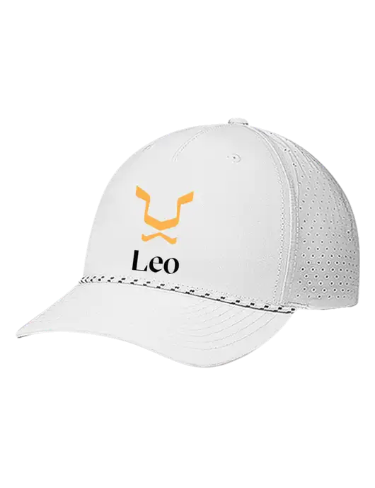 Richardson Laser Perf Performance White/White-Black Rope Cap w/Leo Logo