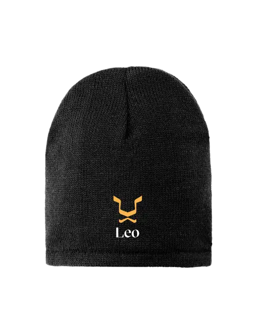 Black Fleece-Lined Beanie Cap w/Leo Logo