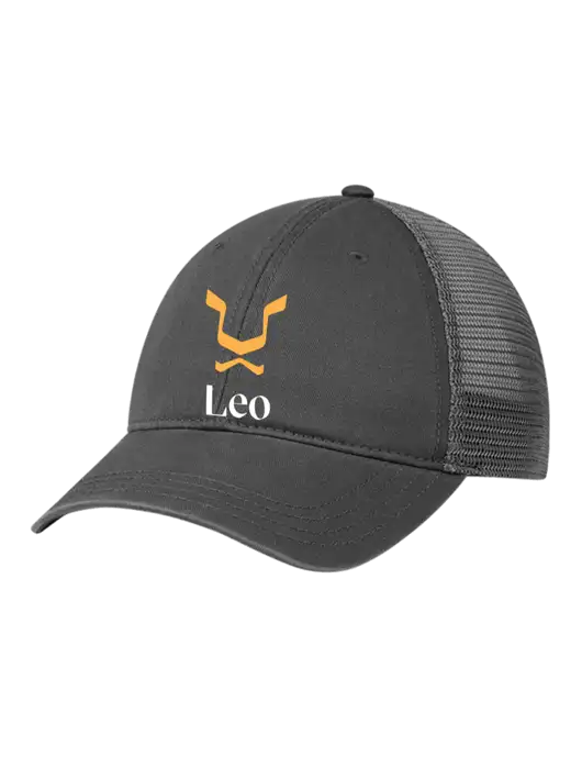 Richardson 111 Garment Washed Trucker Cap Charcoal w/Charcoal Mesh w/Leo Logo
