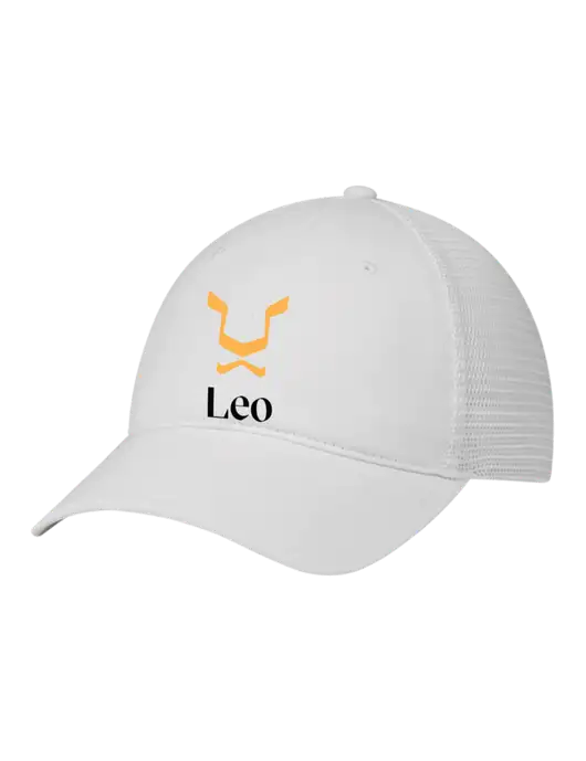 Richardson 111 Garment Washed Trucker Cap White w/White Mesh w/Leo Logo