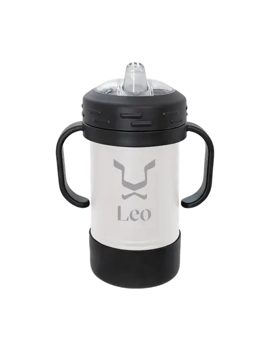 Polar Camel 10 oz Powder Coated White Sippy Cup w/Leo Logo