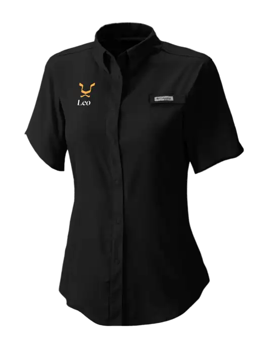 Columbia Black Womens PFG Tamiami II Short Sleeve Shirt w/Leo Logo