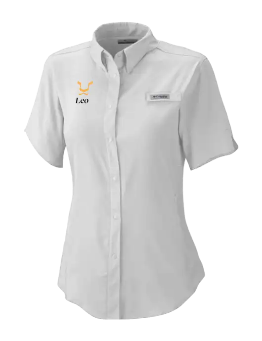 Columbia Grey Womens PFG Tamiami II Short Sleeve Shirt w/Leo Logo
