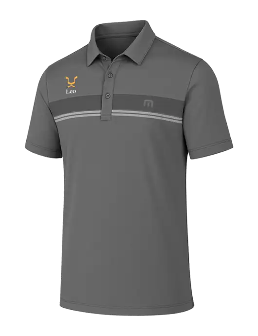 TravisMathew Medium Grey Glenview Stripe Polo w/Leo Logo
