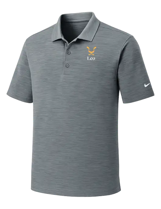 Nike Dri-FIT Medium Grey Striated Polo w/Leo Logo