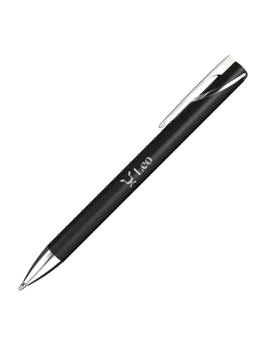Black/Chrome HyperNova Ballpoint Pen - Black Ink w/Leo Logo