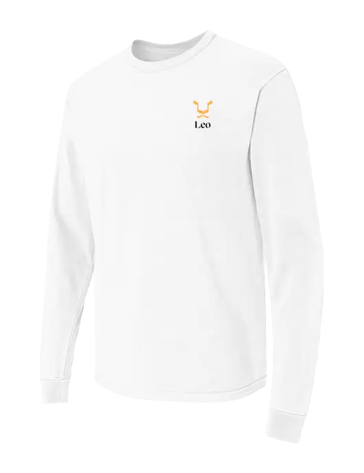 Comfort Colors Garment-Dyed White Heavyweight Long Sleeve T-Shirt w/Leo Logo