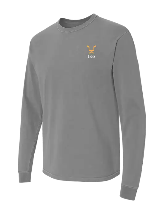 Comfort Colors Garment-Dyed Medium Grey Heavyweight Long Sleeve T-Shirt w/Leo Logo