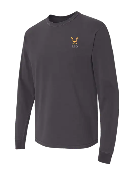 Comfort Colors Garment-Dyed Dark Grey Heavyweight Long Sleeve T-Shirt w/Leo Logo