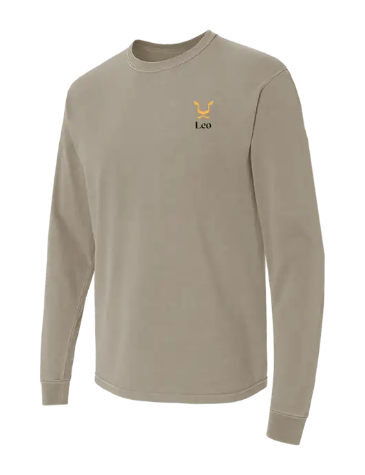 Comfort Colors Garment-Dyed Light Taupe Heavyweight Long Sleeve T-Shirt w/Leo Logo