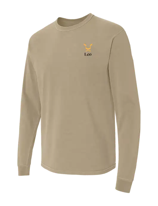 Comfort Colors Garment-Dyed Tan Heavyweight Long Sleeve T-Shirt w/Leo Logo