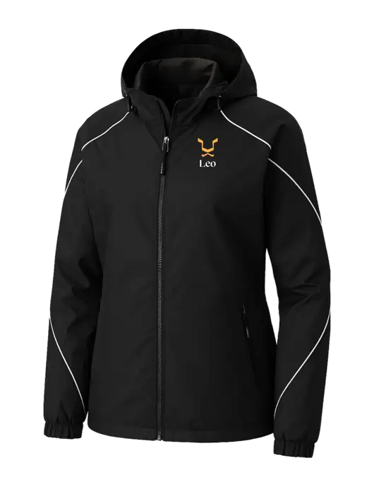 Womens Angle 3-in-1 Black Jacket with Fleece Liner w/Leo Logo, Leo Logo