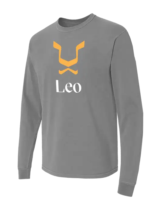 Comfort Colors Garment-Dyed Medium Grey Heavyweight Long Sleeve T-Shirt w/Leo Logo