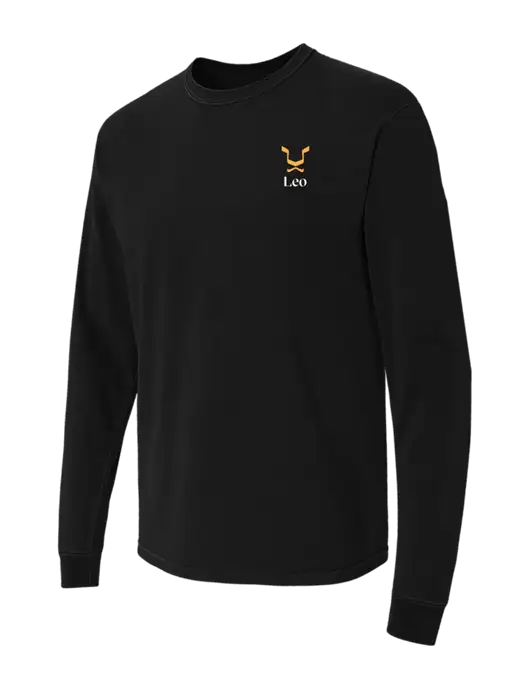 Comfort Colors Garment-Dyed Black Heavyweight Long Sleeve T-Shirt w/Leo Logo