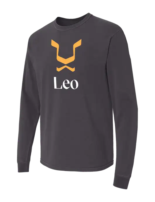 Comfort Colors Garment-Dyed Dark Grey Heavyweight Long Sleeve T-Shirt w/Leo Logo