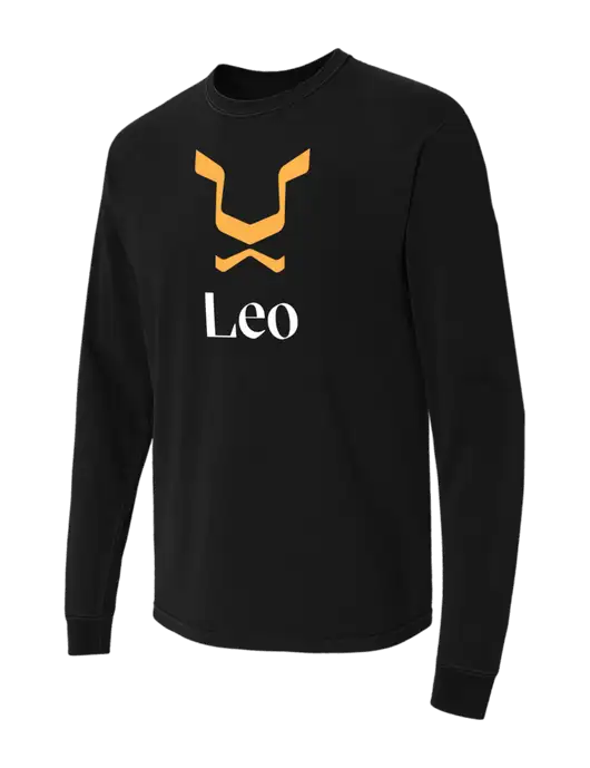 Comfort Colors Garment-Dyed Black Heavyweight Long Sleeve T-Shirt w/Leo Logo