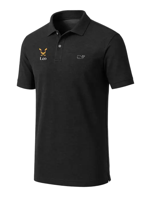 Vineyard Vines Edgartown Black Pique Polo w/Leo Logo