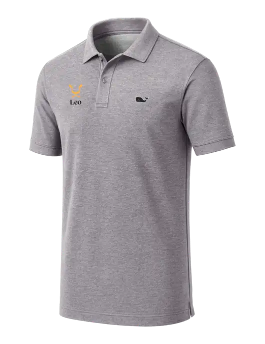 Vineyard Vines Edgartown Light Heather Grey Pique Polo w/Leo Logo