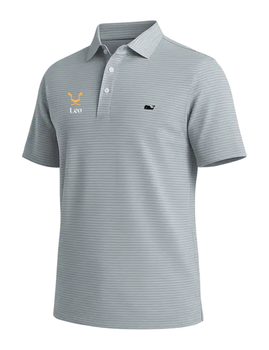 Vineyard Vines Bradley Medium Grey Stripe Sankaty Polo w/Leo Logo