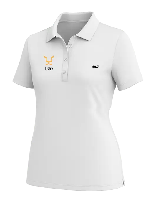 Vineyard Vines Womens White Edgartown Pique Polo w/Leo Logo