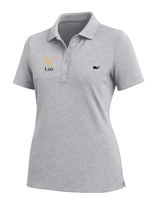 Vineyard Vines Womens Light Grey Edgartown Pique Polo w/Leo Logo