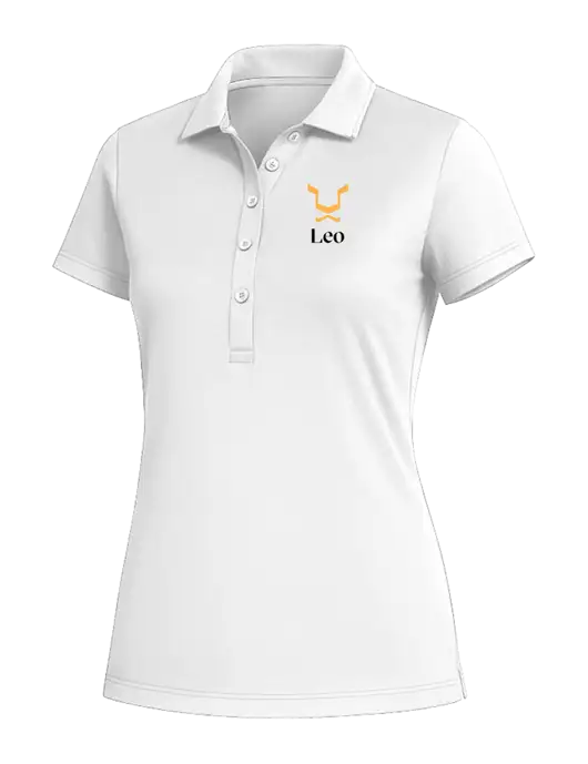 Fairway & Greene Womens White Claire Tech Polo w/Leo Logo