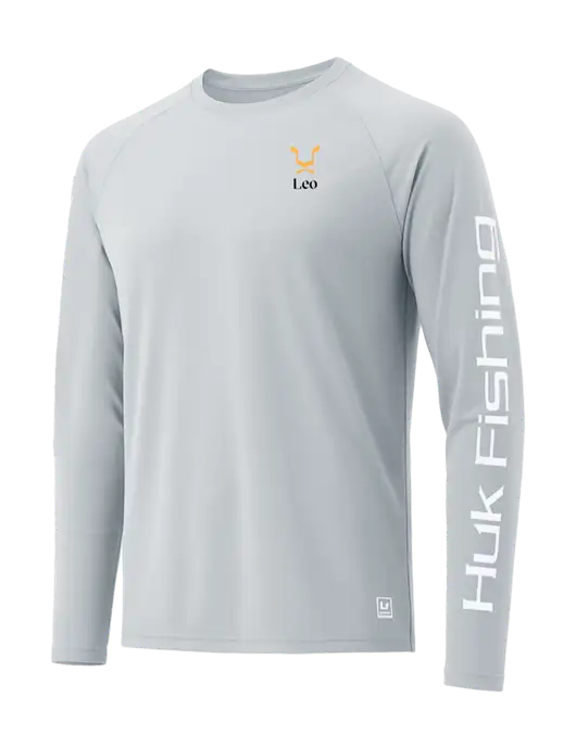 HUK Light Grey LoPro Pursuit Long Sleeve T-Shirt w/Leo Logo