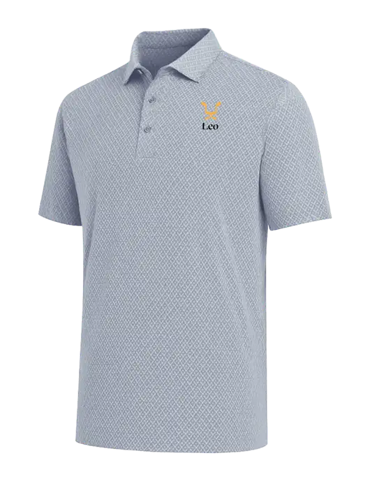 Callaway All-Over Stitched Medium Grey Chev Polo  w/Leo Logo