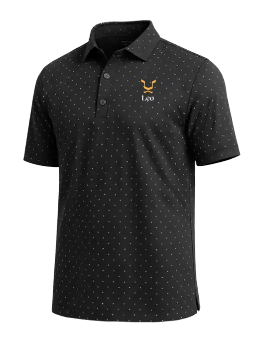 Callaway Micro Chev Black Print Polo w/Leo Logo