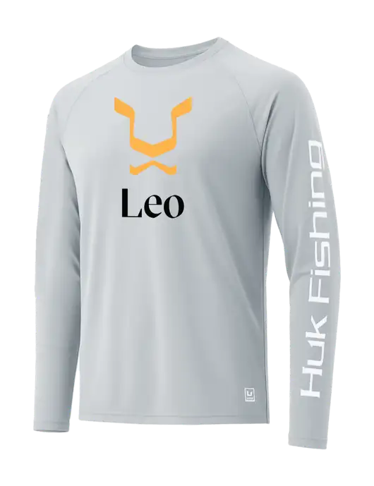 HUK Light Grey LoPro Pursuit Long Sleeve T-Shirt w/Leo Logo