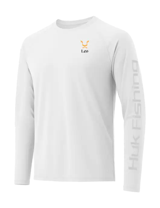 HUK White LoPro Pursuit Long Sleeve T-Shirt w/Leo Logo