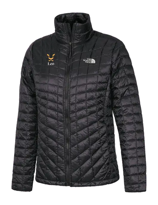 North Face Womens Matte Black ThermoBall Trekker Jacket w/Leo Logo