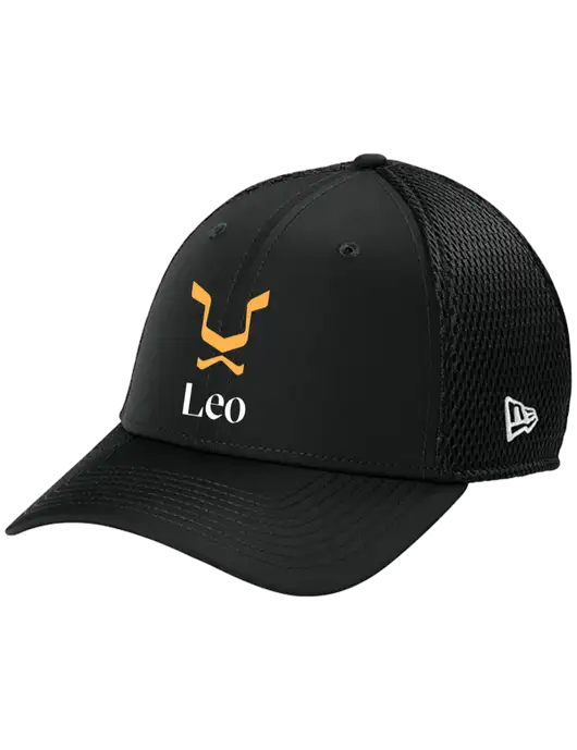 New Era 39THIRTY Performance Stretch Black Mesh Cap w/Leo Logo