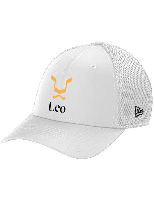 New Era 39THIRTY Performance Stretch White Mesh Cap w/Leo Logo