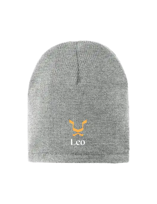 Dark Medium Grey Fleece-Lined Beanie Cap w/Leo Logo