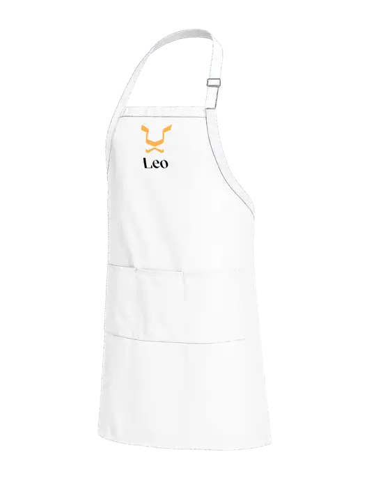 Easy Care Extra Long Bib White Apron with Stain Release w/Leo Logo