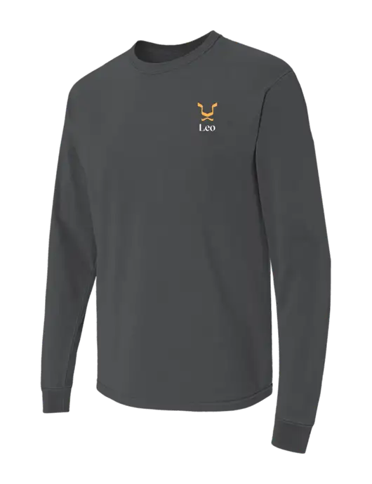 Comfort Colors Garment-Dyed Dark Grey Heather Heavyweight Long Sleeve T-Shirt w/Leo Logo