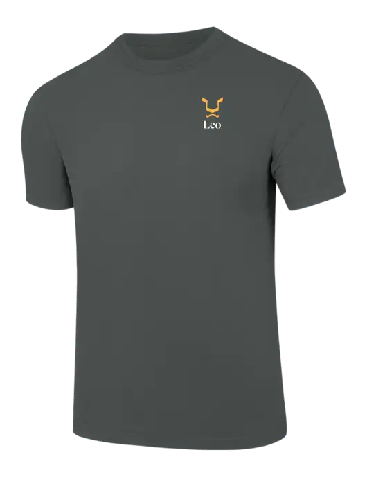 Comfort Colors 6.1 oz Dark Grey Heather Heavyweight Ring Spun T-Shirt w/Leo Logo