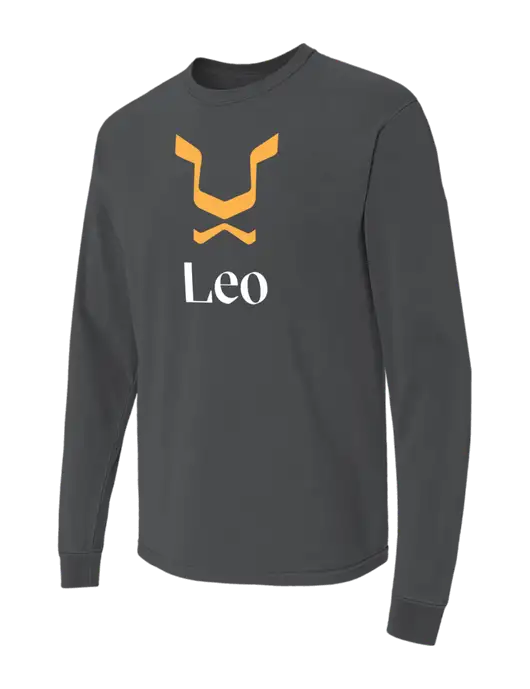 Comfort Colors Garment-Dyed Dark Grey Heather Heavyweight Long Sleeve T-Shirt w/Leo Logo