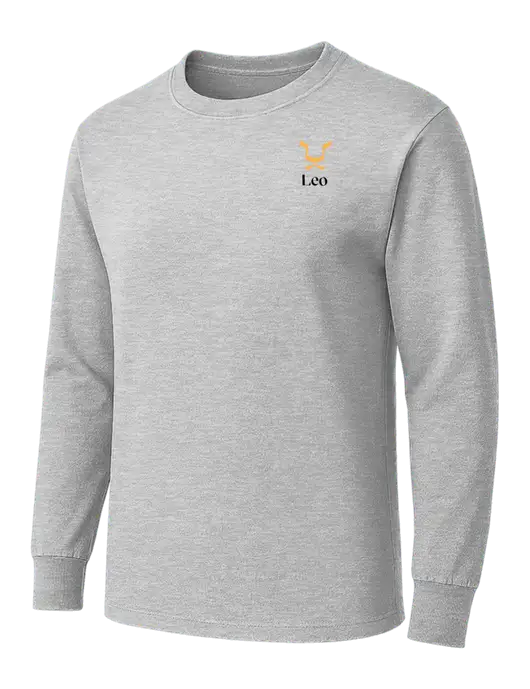 Light Grey Heather Heavyweight Long Sleeve 6.1 oz T-Shirt w/Leo Logo