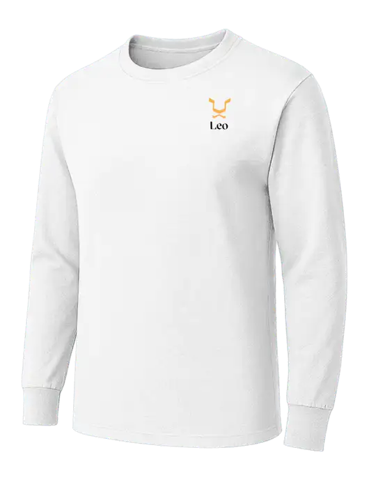 White Heavyweight Long Sleeve 6.1 oz T-Shirt w/Leo Logo