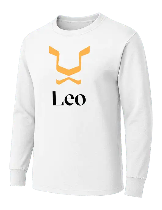 White Heavyweight Long Sleeve 6.1 oz T-Shirt w/Leo Logo