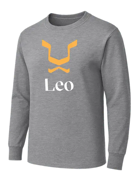 Medium Grey Heather Heavyweight Long Sleeve 6.1 oz T-Shirt w/Leo Logo