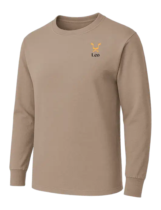 Dark Tan Heavyweight Long Sleeve 6.1 oz T-Shirt w/Leo Logo