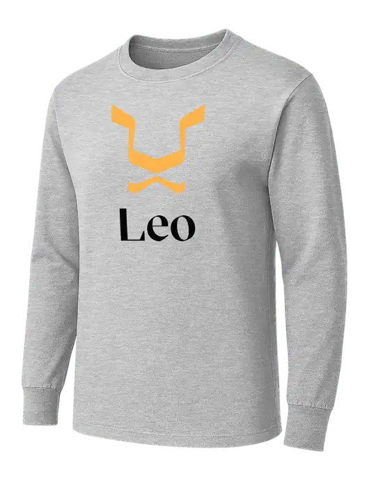 Light Grey Heather Heavyweight Long Sleeve 6.1 oz T-Shirt w/Leo Logo