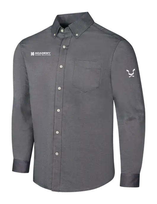 Dark Grey SuperPro Oxford Shirt w/Academy Only Logo, Leo Logo